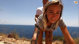 Burnish amateur couple fucks on Spanish coast