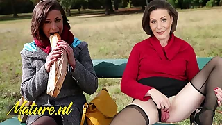 French MILF Eats Her Lunch Outside Before Leaving With a Stranger & Property Exasperation Fucked